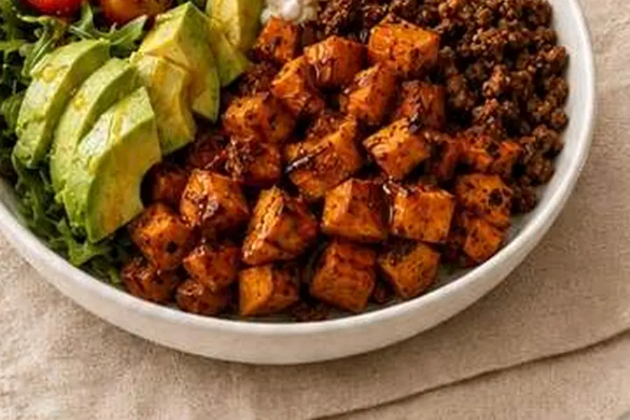 Hot Honey Chicken Sweet Potato Bowl